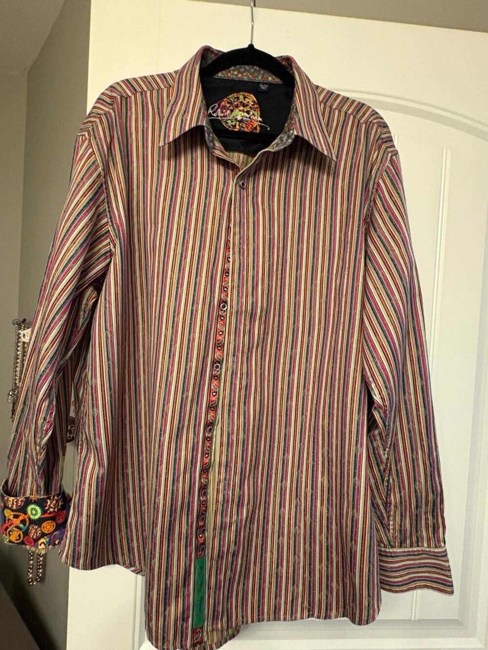 Robert Graham multi color stripe shirt.